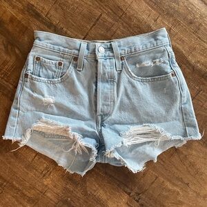 Levi's Light Blue Distressed Jean Shorts